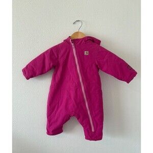 Carhartt Baby Girls' 6 Month Infant Quick Duck Pink Snowsuit Zip Up